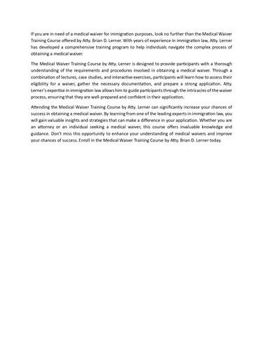 Medical Waiver Training Course Access Packet